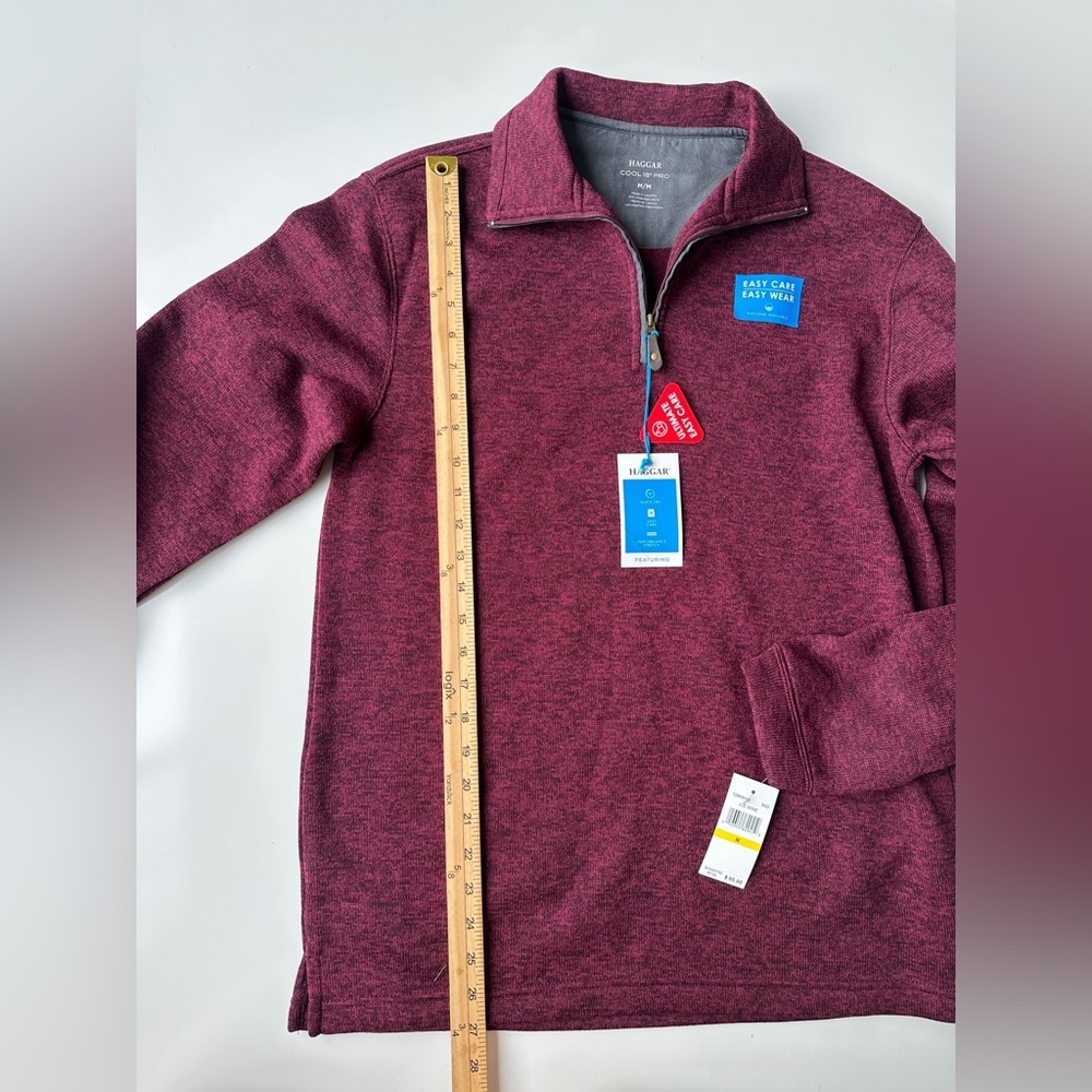 NWT Haggar Cool 18 Pro Maroon Quarter 1/4 Zip Sweater Sweatshirt Men’s Medium - Picture 5 of 7
